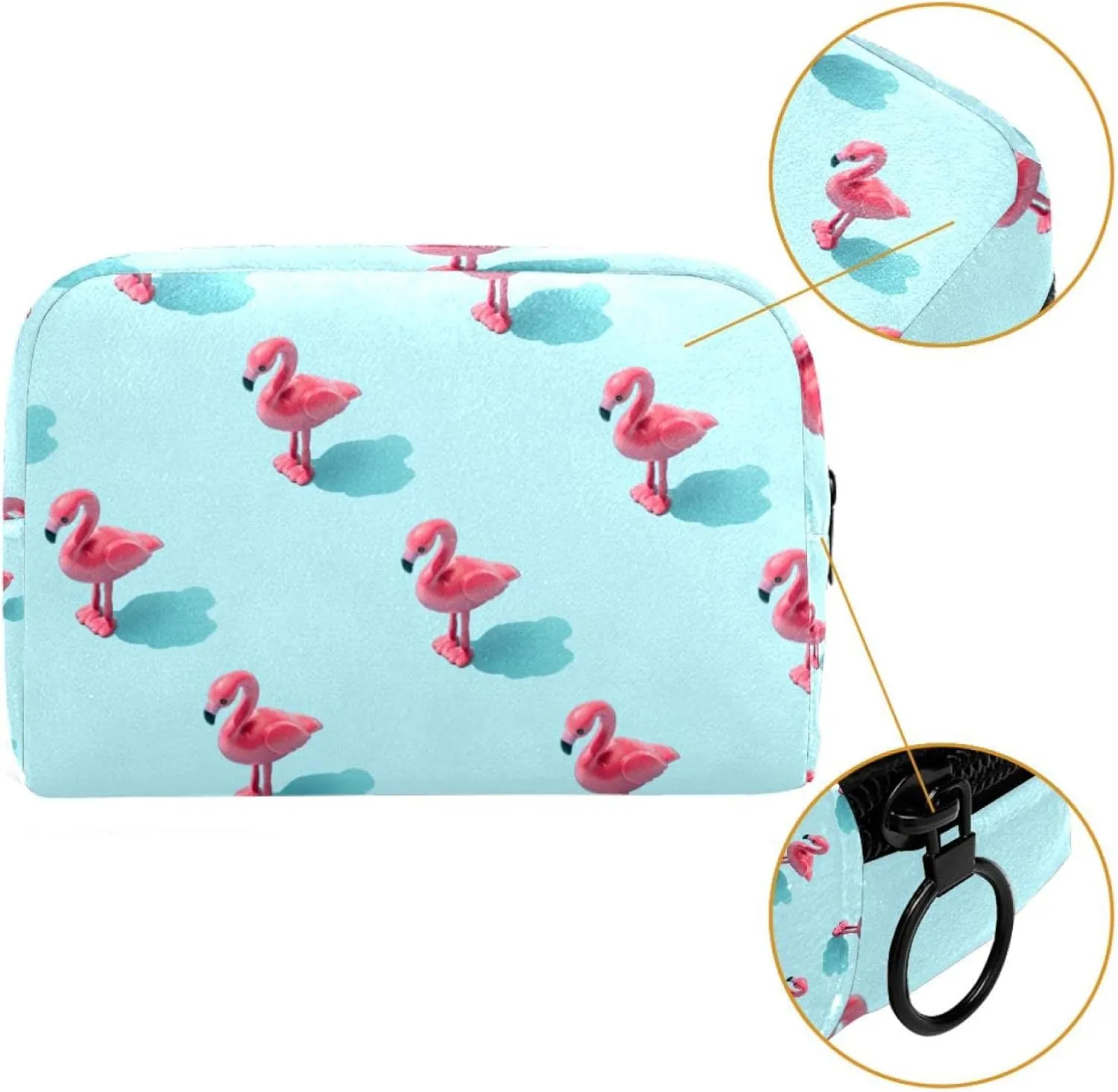 Kawaii Flamingo Cosmetic Makeup Bags, Small Travel Zipper Pouch Portable Toiletry Bag Makeup Organizer for Women Teen Girls