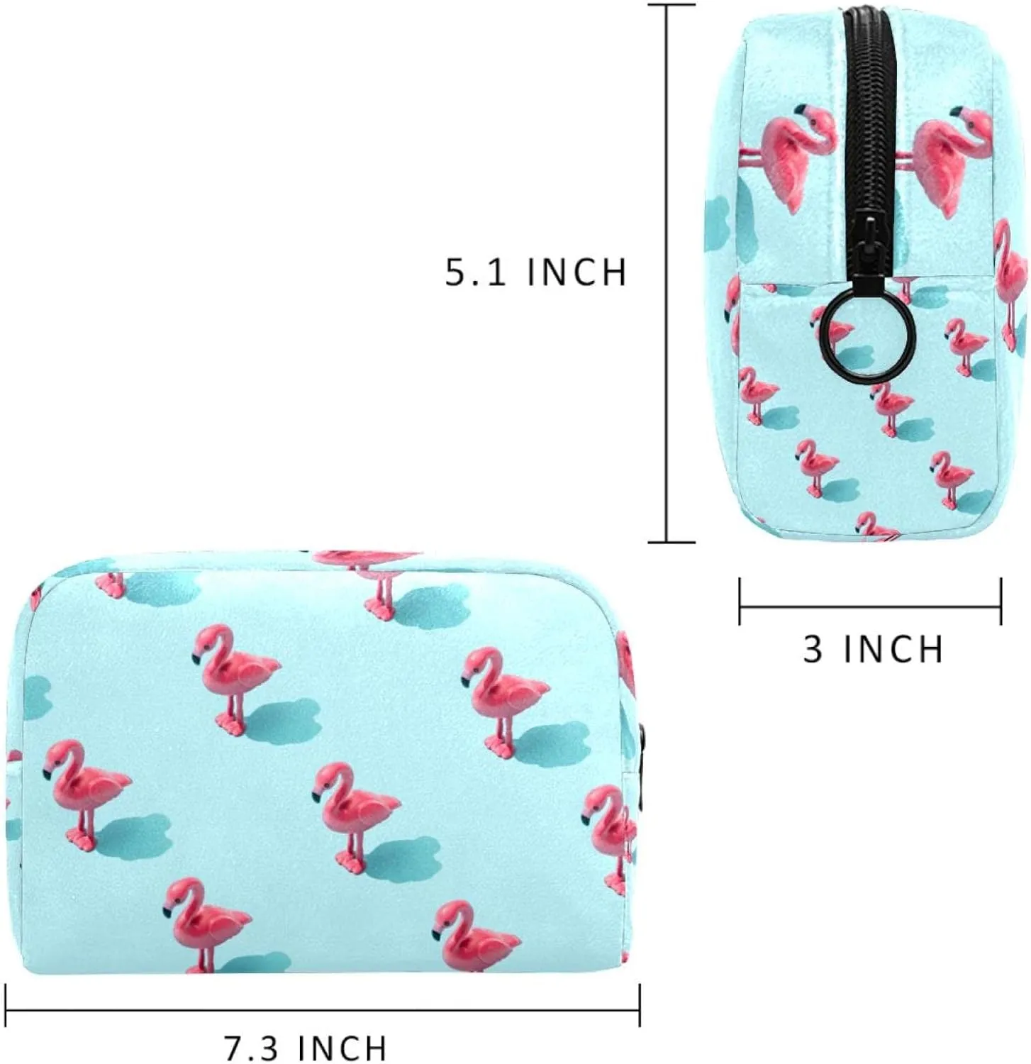 Kawaii Flamingo Cosmetic Makeup Bags, Small Travel Zipper Pouch Portable Toiletry Bag Makeup Organizer for Women Teen Girls