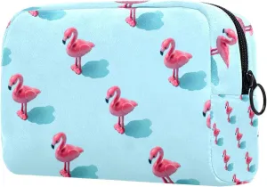 Kawaii Flamingo Cosmetic Makeup Bags, Small Travel Zipper Pouch Portable Toiletry Bag Makeup Organizer for Women Teen Girls
