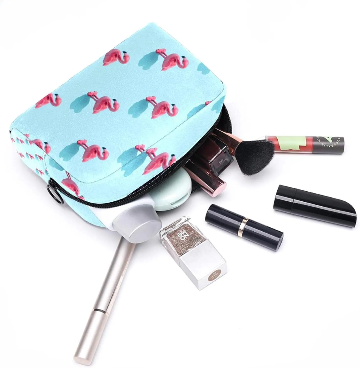 Kawaii Flamingo Cosmetic Makeup Bags, Small Travel Zipper Pouch Portable Toiletry Bag Makeup Organizer for Women Teen Girls