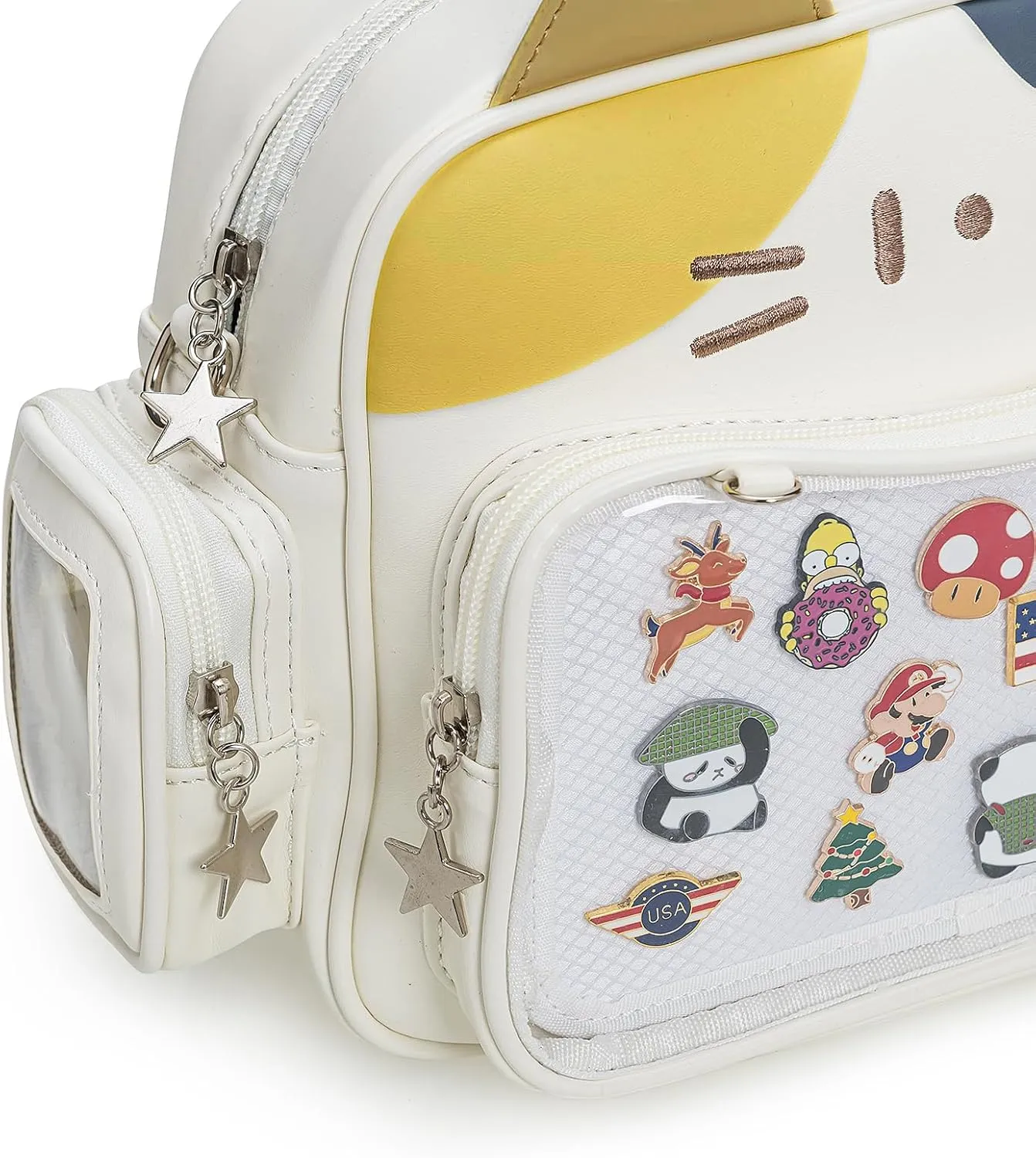Kawaii Ita Bag Crossbody Bag Cute White Cat Backpack Girls Shoulder Bags Pin Display with Insert