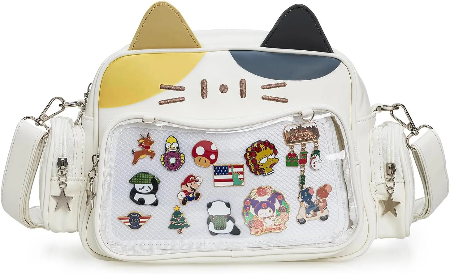 Kawaii Ita Bag Crossbody Bag Cute White Cat Backpack Girls Shoulder Bags Pin Display with Insert