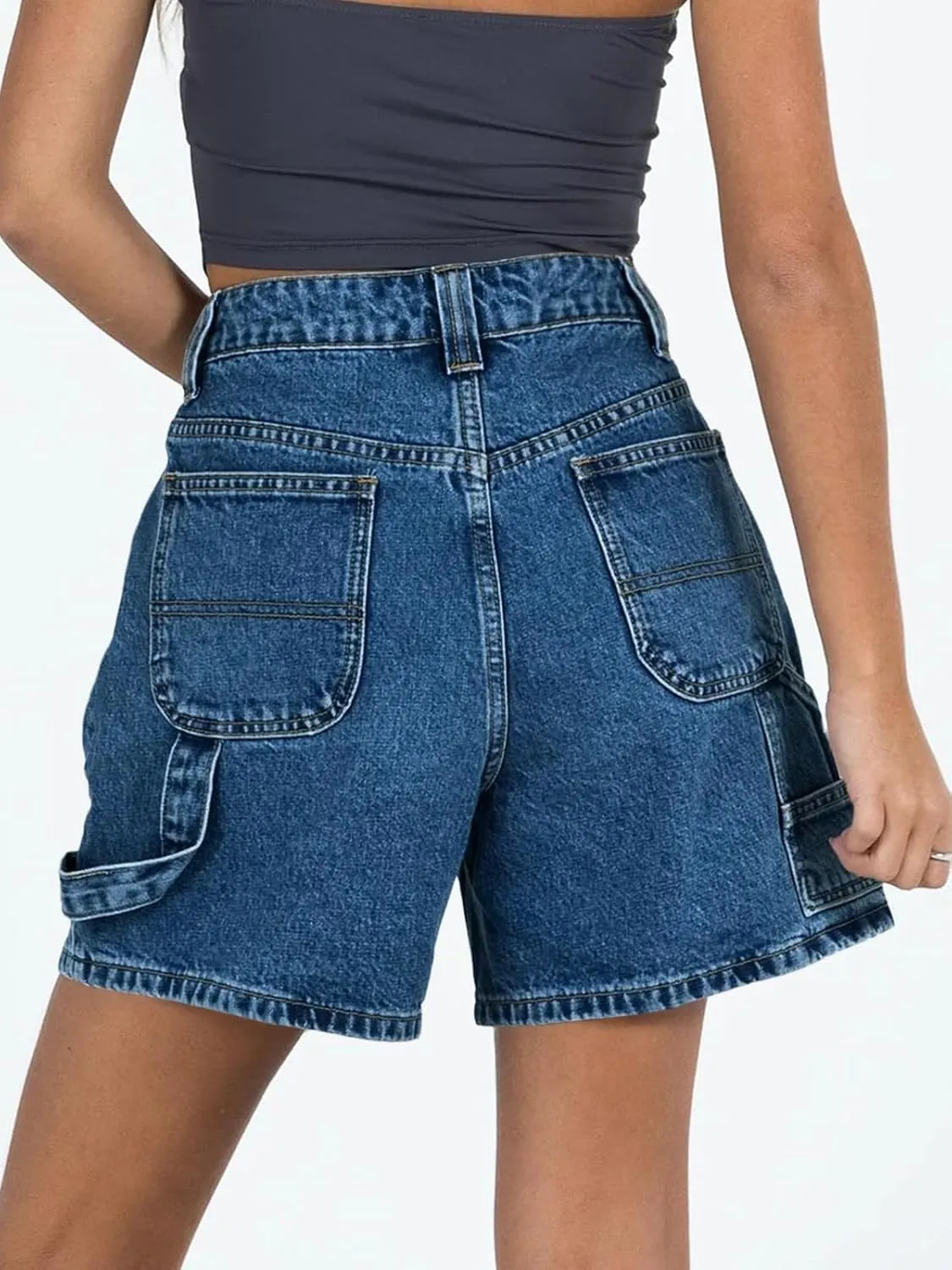 Kedera Womens High Waisted Boxy Denim Shorts Summer Casual Button Down Baggy Jean Shorts with Pockets