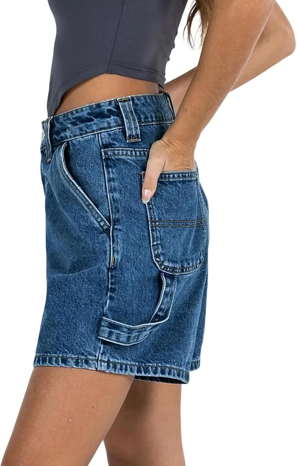 Kedera Womens High Waisted Boxy Denim Shorts Summer Casual Button Down Baggy Jean Shorts with Pockets