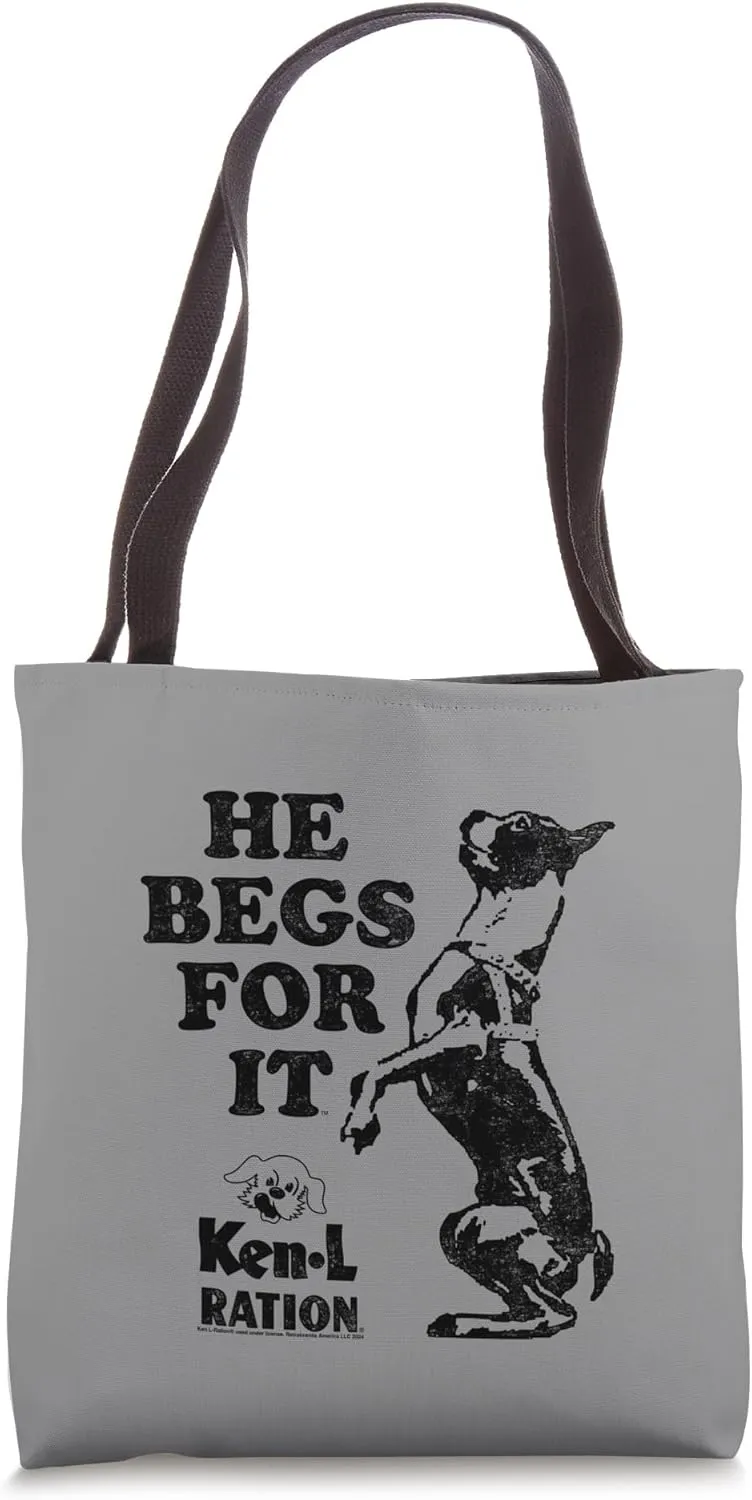 Ken L-Ration He Begs For It Distressed Retro Dog Food Tote Bag