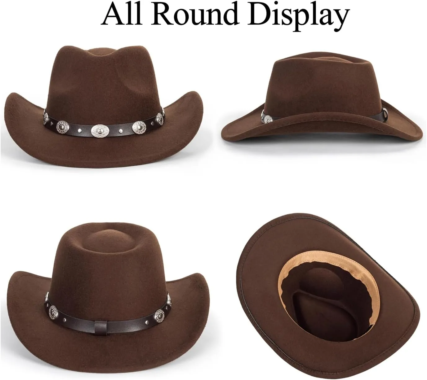 Kids Wide Brim Western Cowboy Cowgirl Hat - Boys Girls Felt Fedora Hats for 2-6 Years