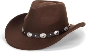 Kids Wide Brim Western Cowboy Cowgirl Hat - Boys Girls Felt Fedora Hats for 2-6 Years