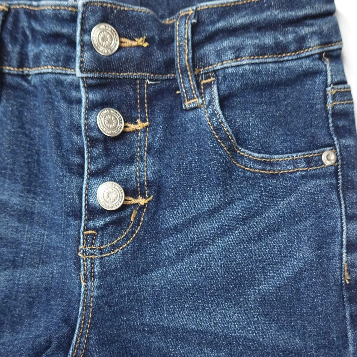KIDSCOOL SPACE Girls Jeans,Raw Edge 3 Buttons Stretchy Bell-Bottom Denim Pants
