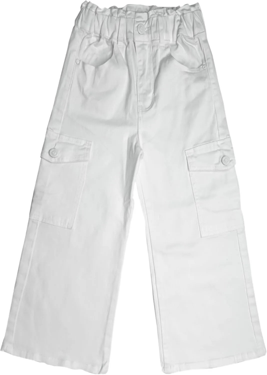 KIDSCOOL SPACE Toddler & Big Child Wide-Leg Cargo Jeans, 18M-14T Ribbed Waist Denim Pants