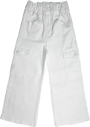 KIDSCOOL SPACE Toddler & Big Child Wide-Leg Cargo Jeans, 18M-14T Ribbed Waist Denim Pants