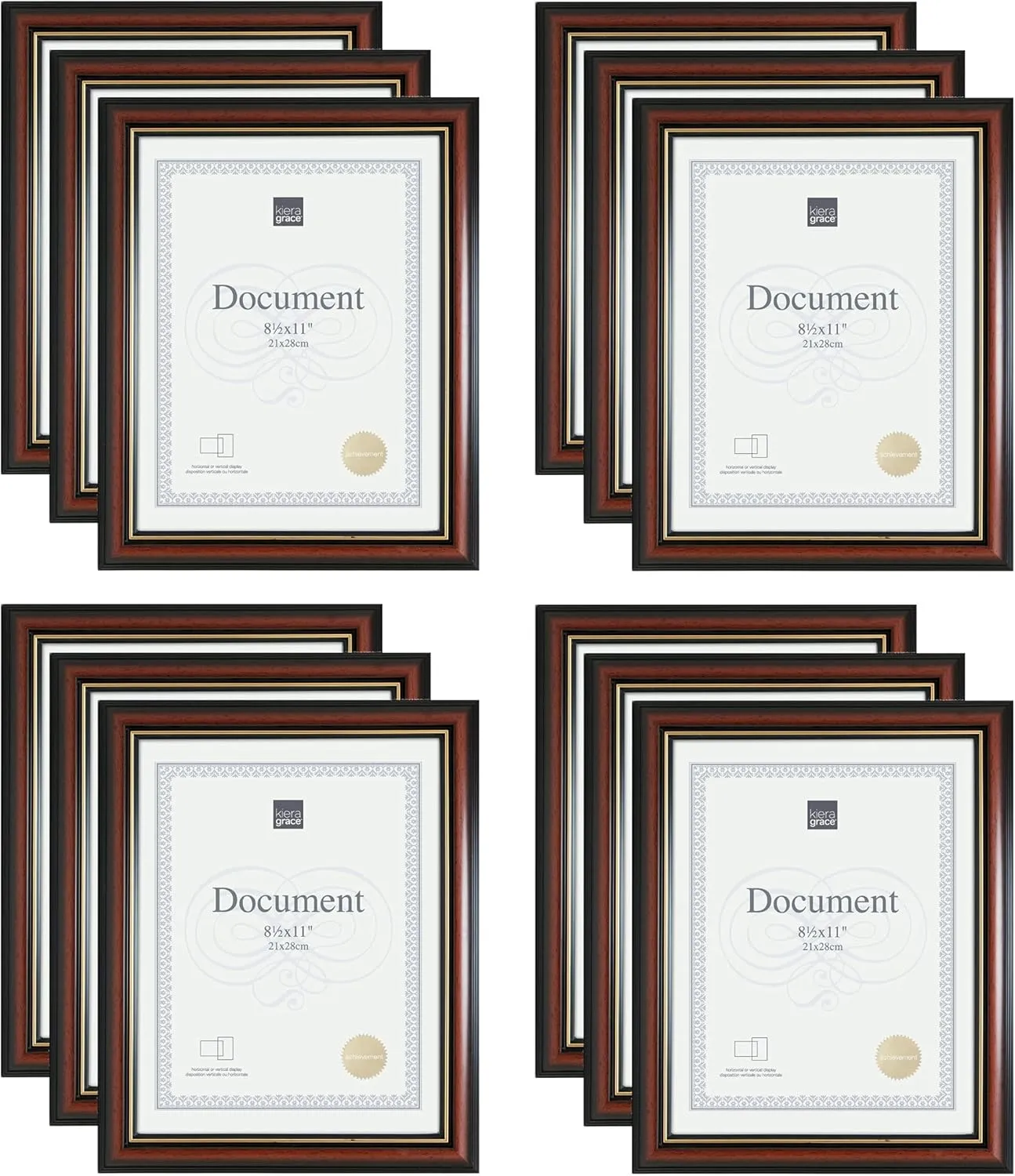kieragrace KG Traditional Kylie Document Frame 12-Pack Brown Plastic