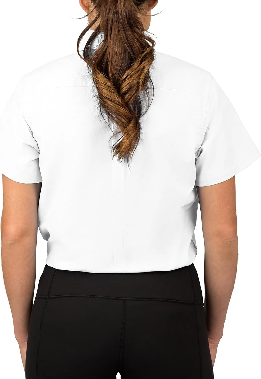KNG Women’s White Button Down Short Sleeve Oxford Shirt