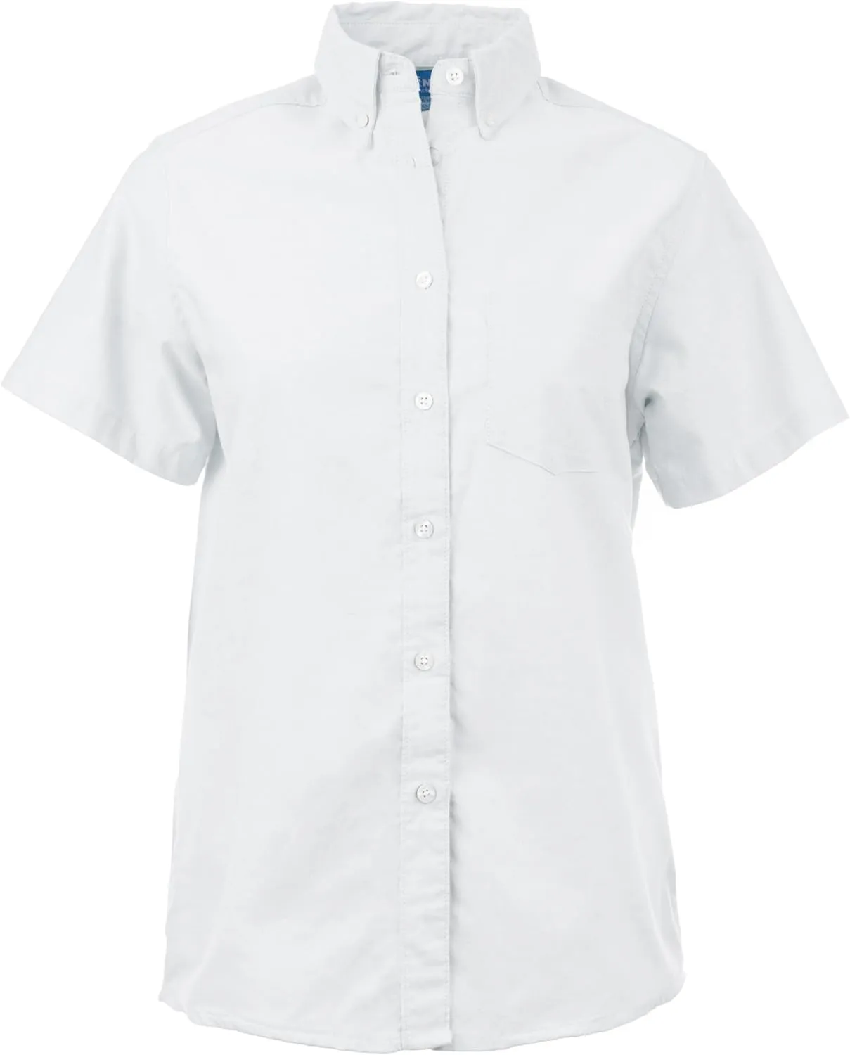 KNG Women’s White Button Down Short Sleeve Oxford Shirt