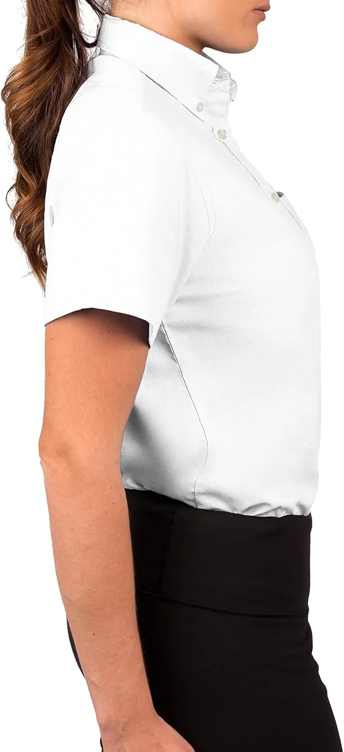 KNG Women’s White Button Down Short Sleeve Oxford Shirt