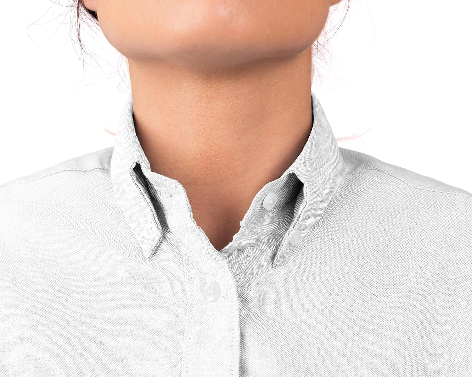 KNG Women’s White Button Down Short Sleeve Oxford Shirt