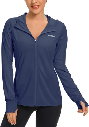 KPSUN Women's UPF 50  UV Sun Protection Clothing Zip Up Hoodie SPF Long Sleeve Sun Shirt Fishing Hiking Outdoor Jacket