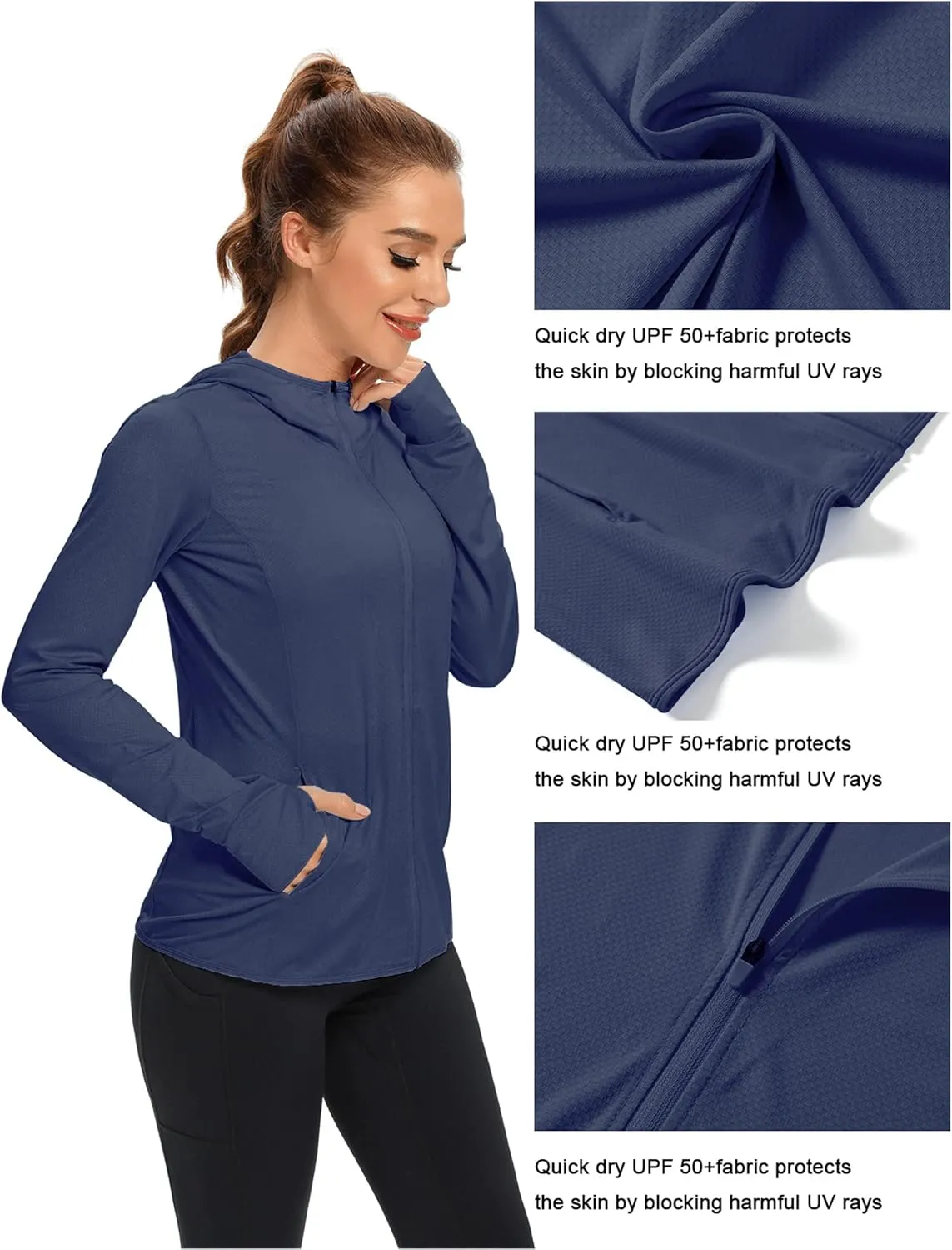 KPSUN Women's UPF 50  UV Sun Protection Clothing Zip Up Hoodie SPF Long Sleeve Sun Shirt Fishing Hiking Outdoor Jacket