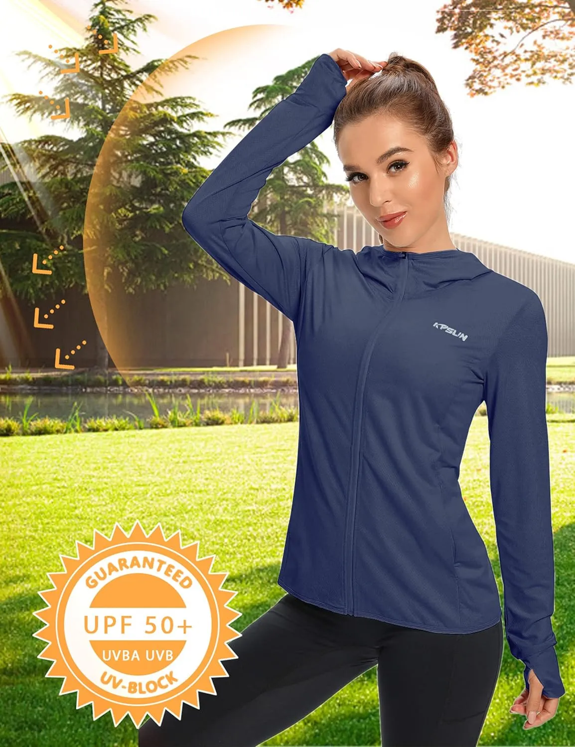 KPSUN Women's UPF 50  UV Sun Protection Clothing Zip Up Hoodie SPF Long Sleeve Sun Shirt Fishing Hiking Outdoor Jacket