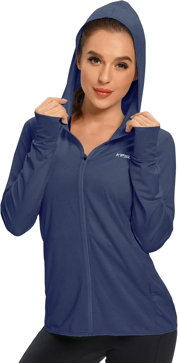 KPSUN Women's UPF 50  UV Sun Protection Clothing Zip Up Hoodie SPF Long Sleeve Sun Shirt Fishing Hiking Outdoor Jacket