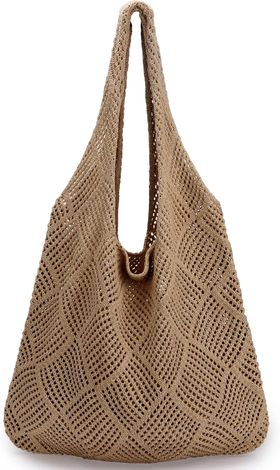 KPX Crochet Tote, Beach Mesh Knitted Shoulder Bag - Large Aesthetic Hobo Bag for Women - Summer