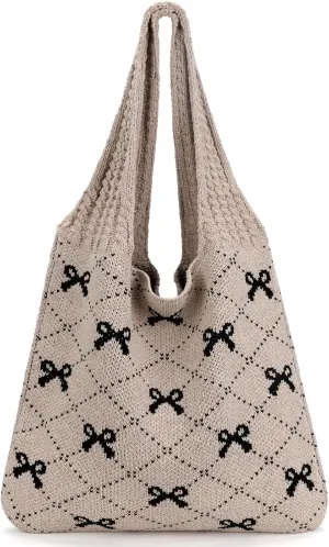 KPX Crochet Tote, Beach Mesh Knitted Shoulder Bag - Large Aesthetic Hobo Bag for Women - Summer