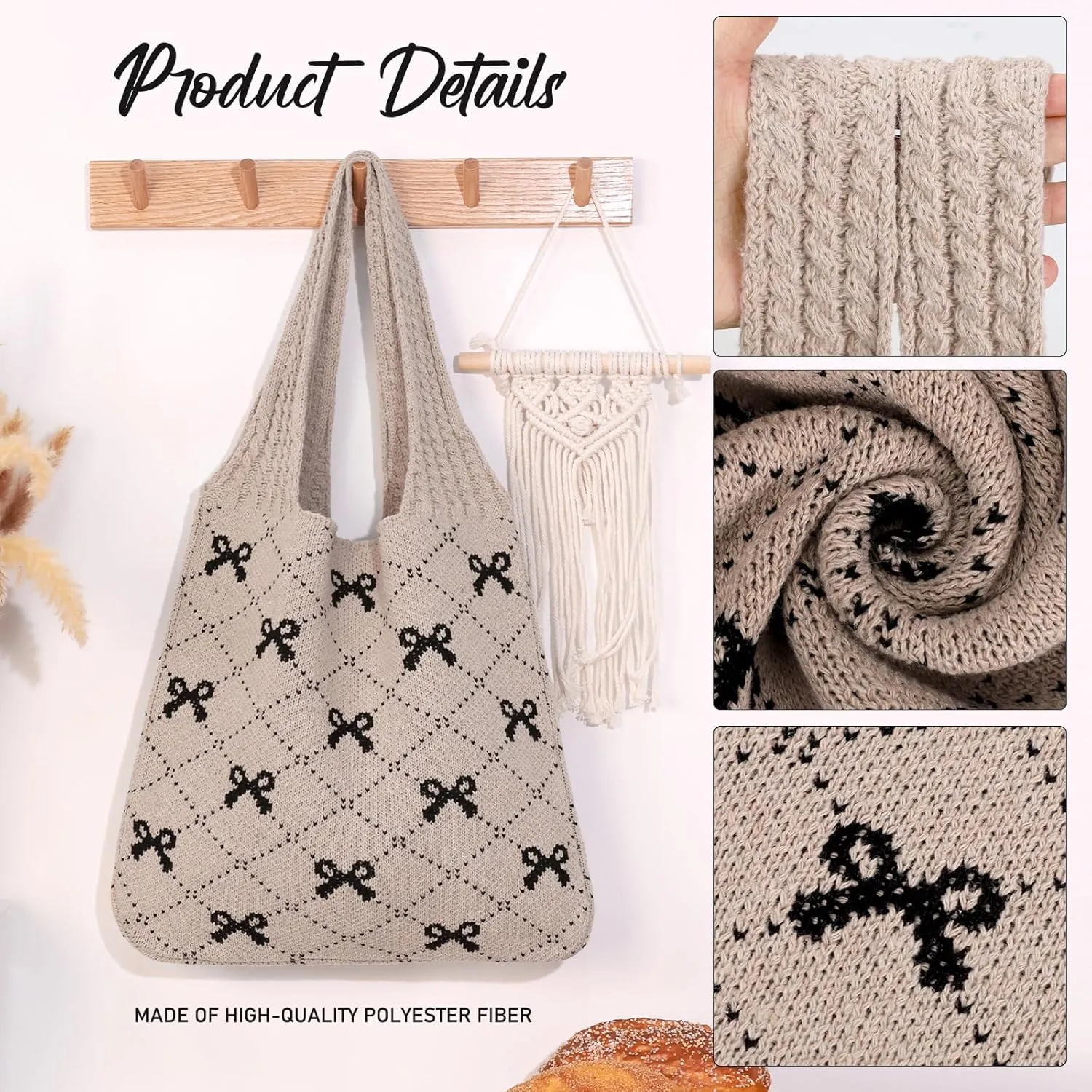 KPX Crochet Tote, Beach Mesh Knitted Shoulder Bag - Large Aesthetic Hobo Bag for Women - Summer