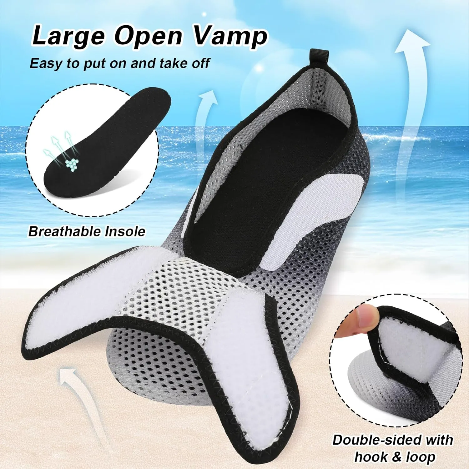 L-RUN Womens Mens Water Shoes Wide Toe Barefoot Swim Shoes for Beach Pool Sand Yoga Quick Dry Adluts Aqua Sock Non Slip