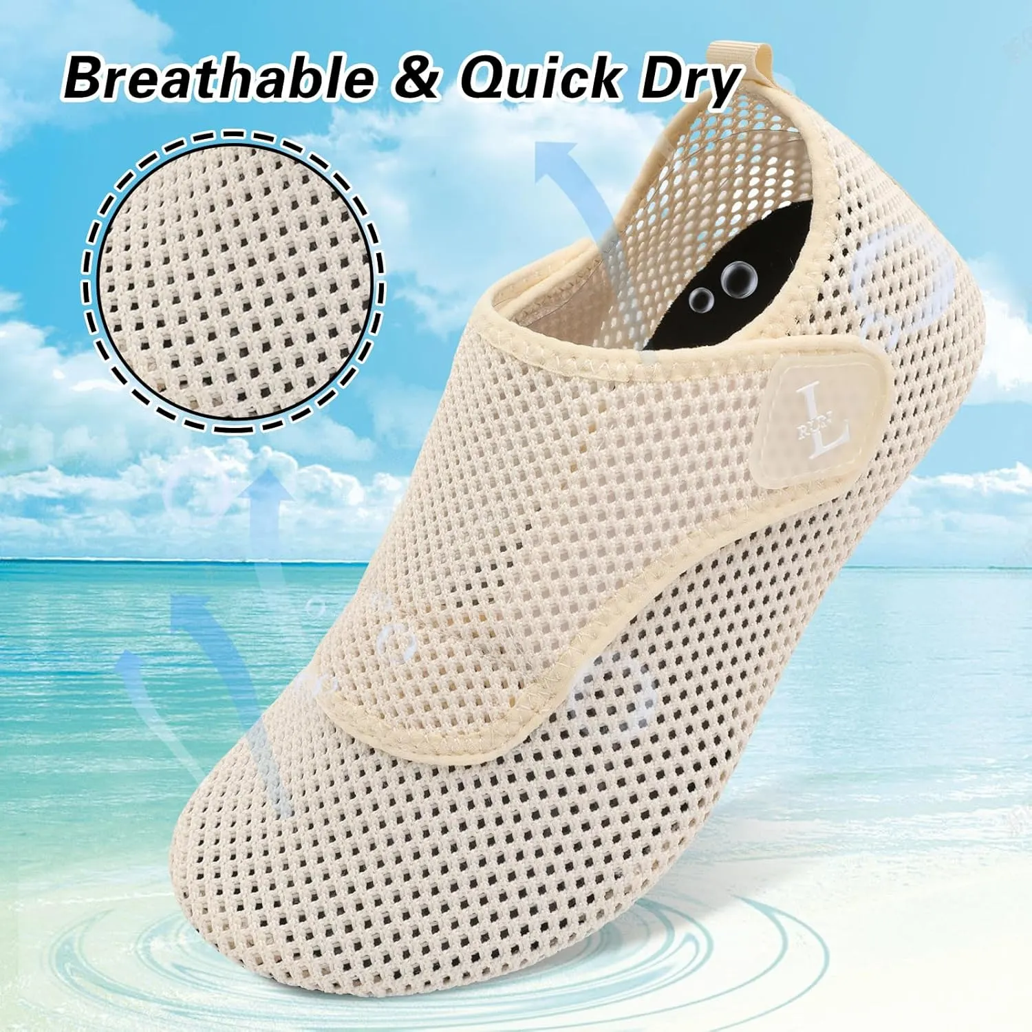 L-RUN Womens Mens Water Shoes Wide Toe Barefoot Swim Shoes for Beach Pool Sand Yoga Quick Dry Adluts Aqua Sock Non Slip