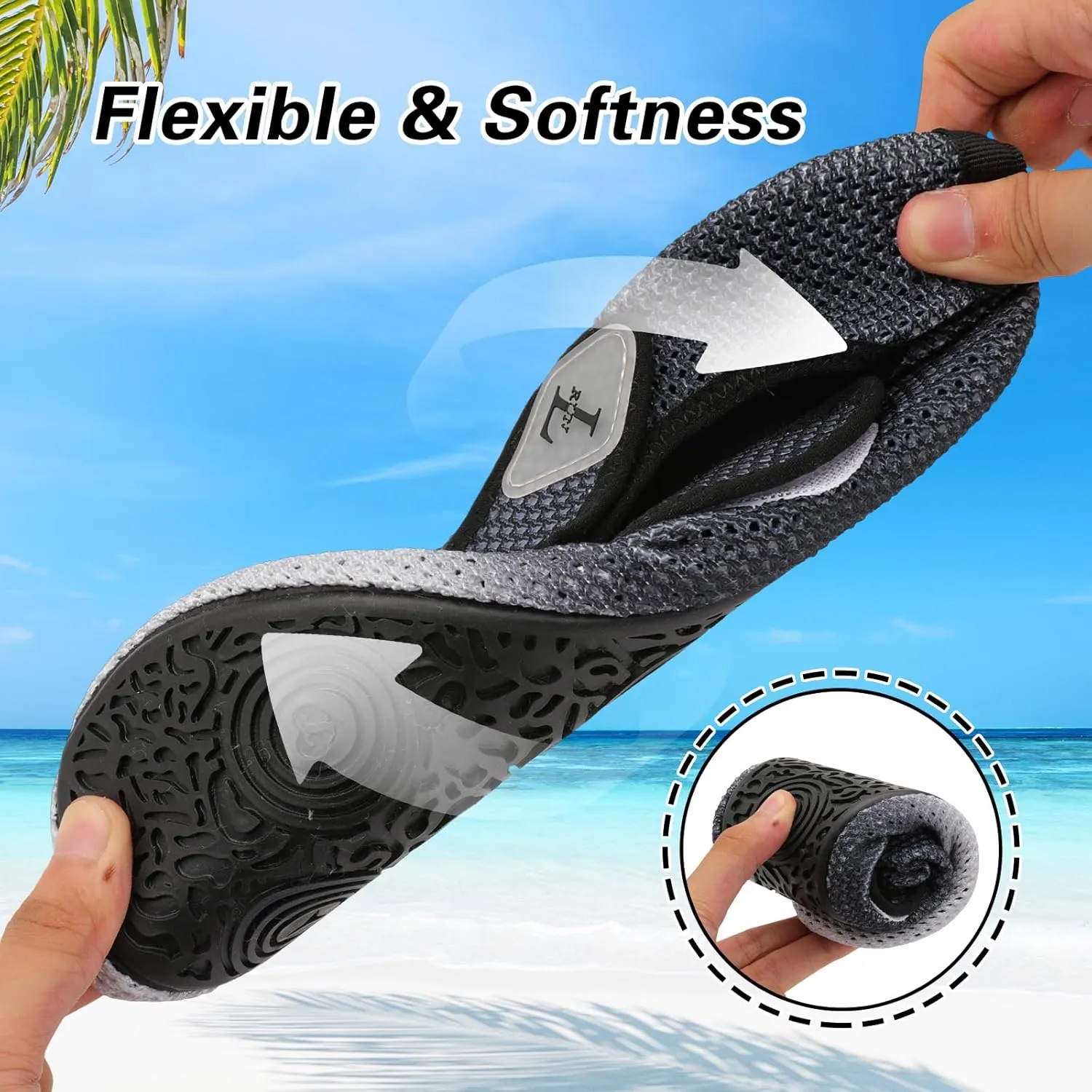 L-RUN Womens Mens Water Shoes Wide Toe Barefoot Swim Shoes for Beach Pool Sand Yoga Quick Dry Adluts Aqua Sock Non Slip