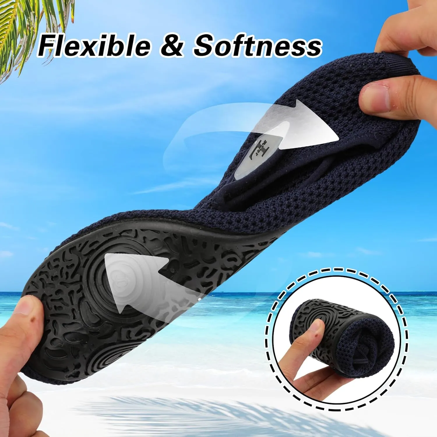 L-RUN Womens Mens Water Shoes Wide Toe Barefoot Swim Shoes for Beach Pool Sand Yoga Quick Dry Adluts Aqua Sock Non Slip