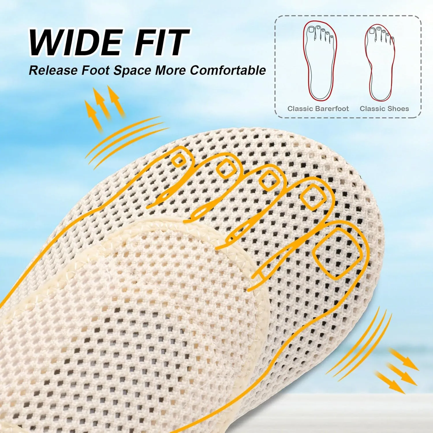 L-RUN Womens Mens Water Shoes Wide Toe Barefoot Swim Shoes for Beach Pool Sand Yoga Quick Dry Adluts Aqua Sock Non Slip
