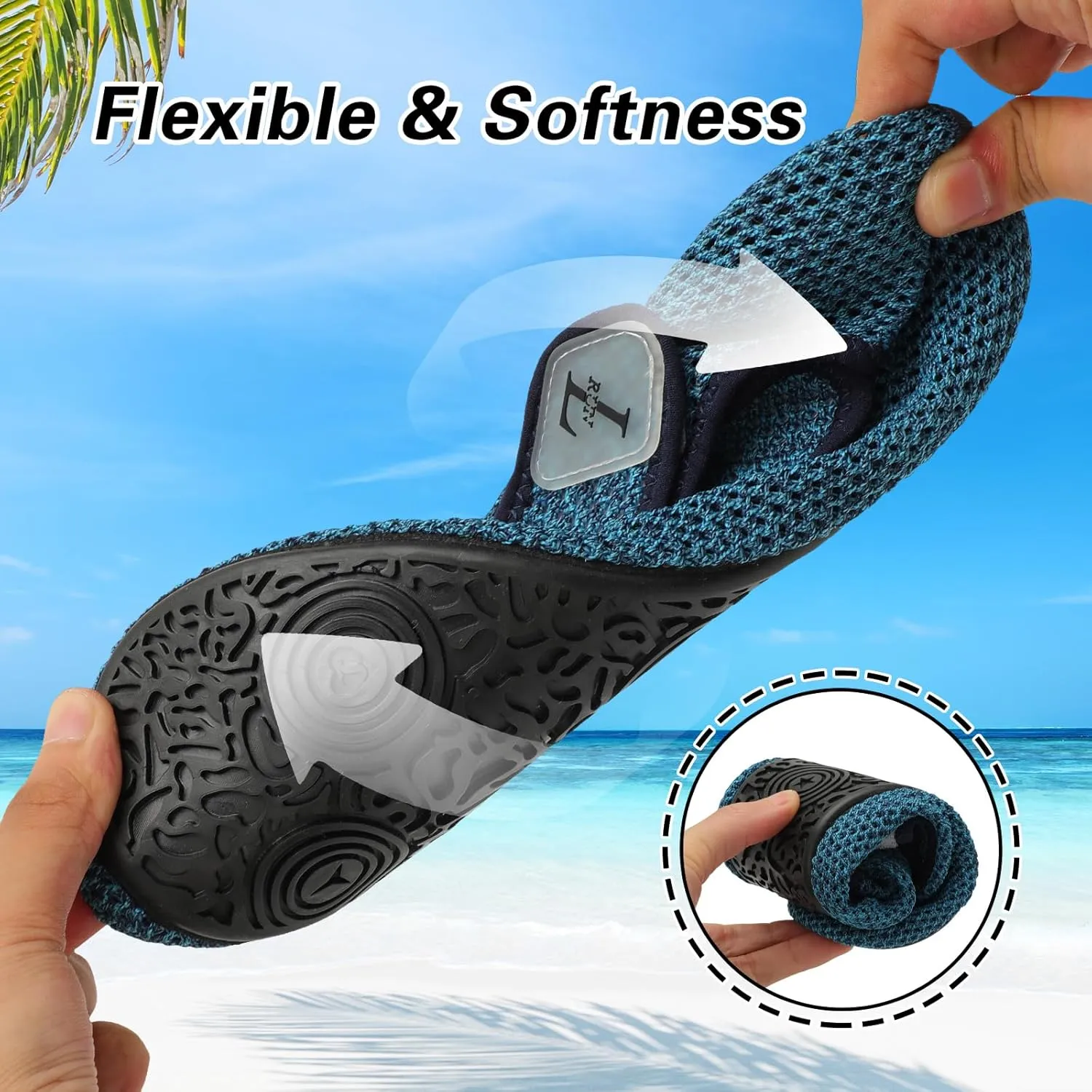 L-RUN Womens Mens Water Shoes Wide Toe Barefoot Swim Shoes for Beach Pool Sand Yoga Quick Dry Adluts Aqua Sock Non Slip