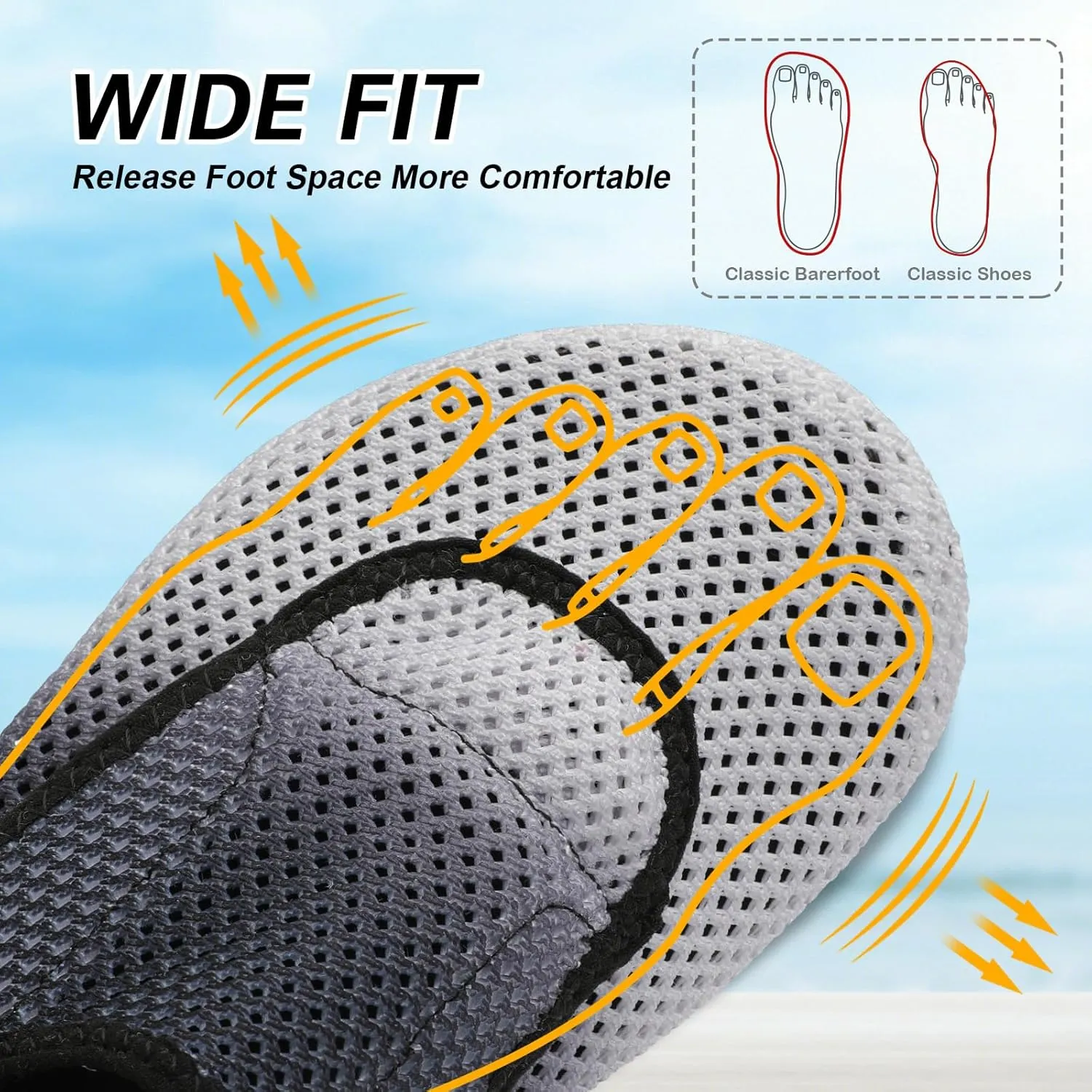 L-RUN Womens Mens Water Shoes Wide Toe Barefoot Swim Shoes for Beach Pool Sand Yoga Quick Dry Adluts Aqua Sock Non Slip