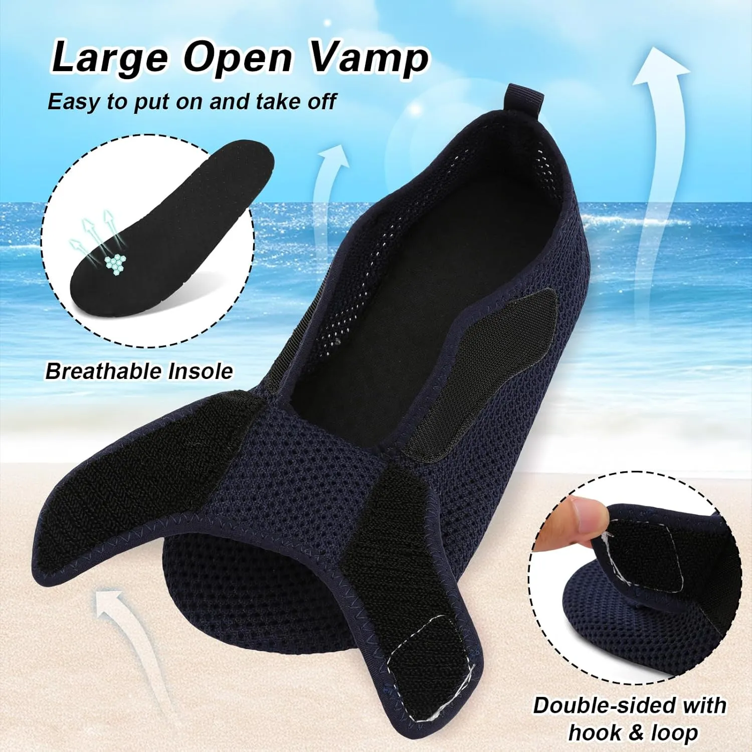L-RUN Womens Mens Water Shoes Wide Toe Barefoot Swim Shoes for Beach Pool Sand Yoga Quick Dry Adluts Aqua Sock Non Slip