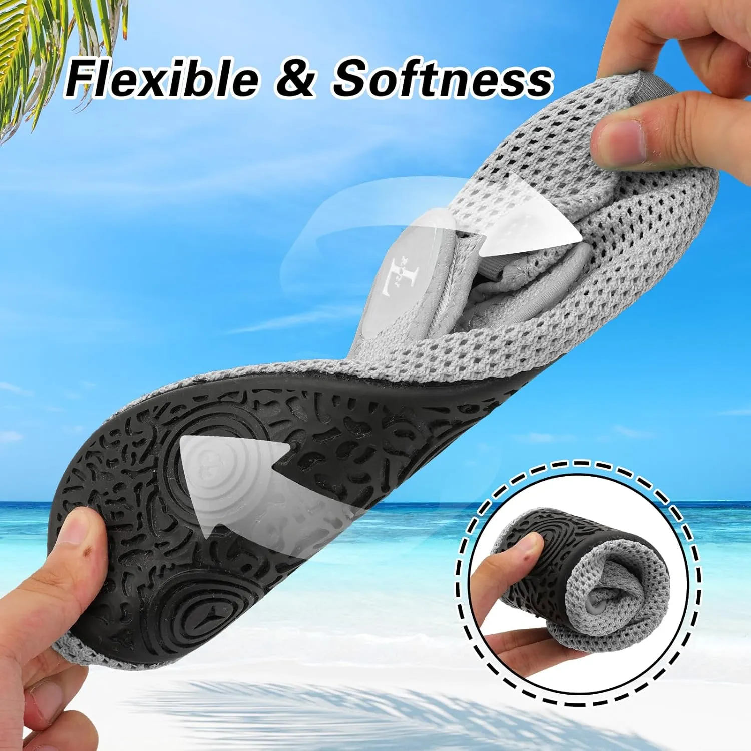 L-RUN Womens Mens Water Shoes Wide Toe Barefoot Swim Shoes for Beach Pool Sand Yoga Quick Dry Adluts Aqua Sock Non Slip