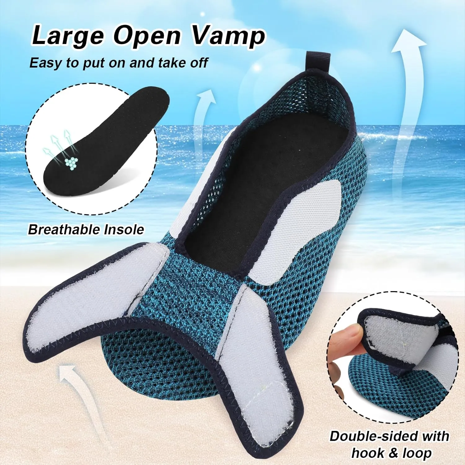 L-RUN Womens Mens Water Shoes Wide Toe Barefoot Swim Shoes for Beach Pool Sand Yoga Quick Dry Adluts Aqua Sock Non Slip