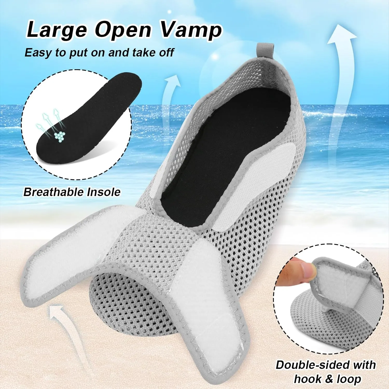 L-RUN Womens Mens Water Shoes Wide Toe Barefoot Swim Shoes for Beach Pool Sand Yoga Quick Dry Adluts Aqua Sock Non Slip