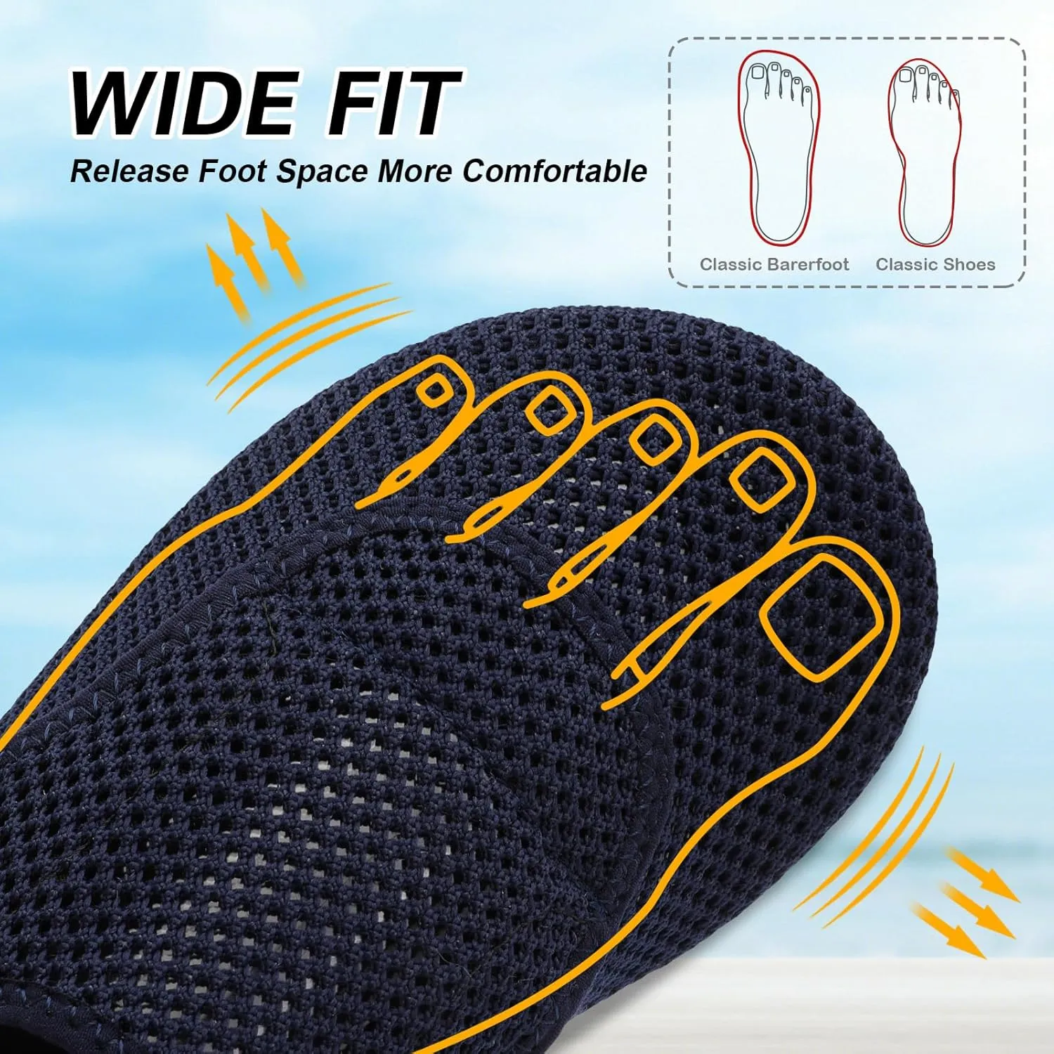 L-RUN Womens Mens Water Shoes Wide Toe Barefoot Swim Shoes for Beach Pool Sand Yoga Quick Dry Adluts Aqua Sock Non Slip