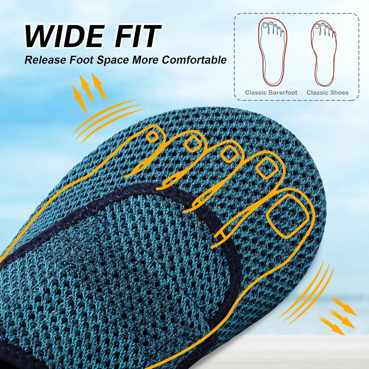 L-RUN Womens Mens Water Shoes Wide Toe Barefoot Swim Shoes for Beach Pool Sand Yoga Quick Dry Adluts Aqua Sock Non Slip