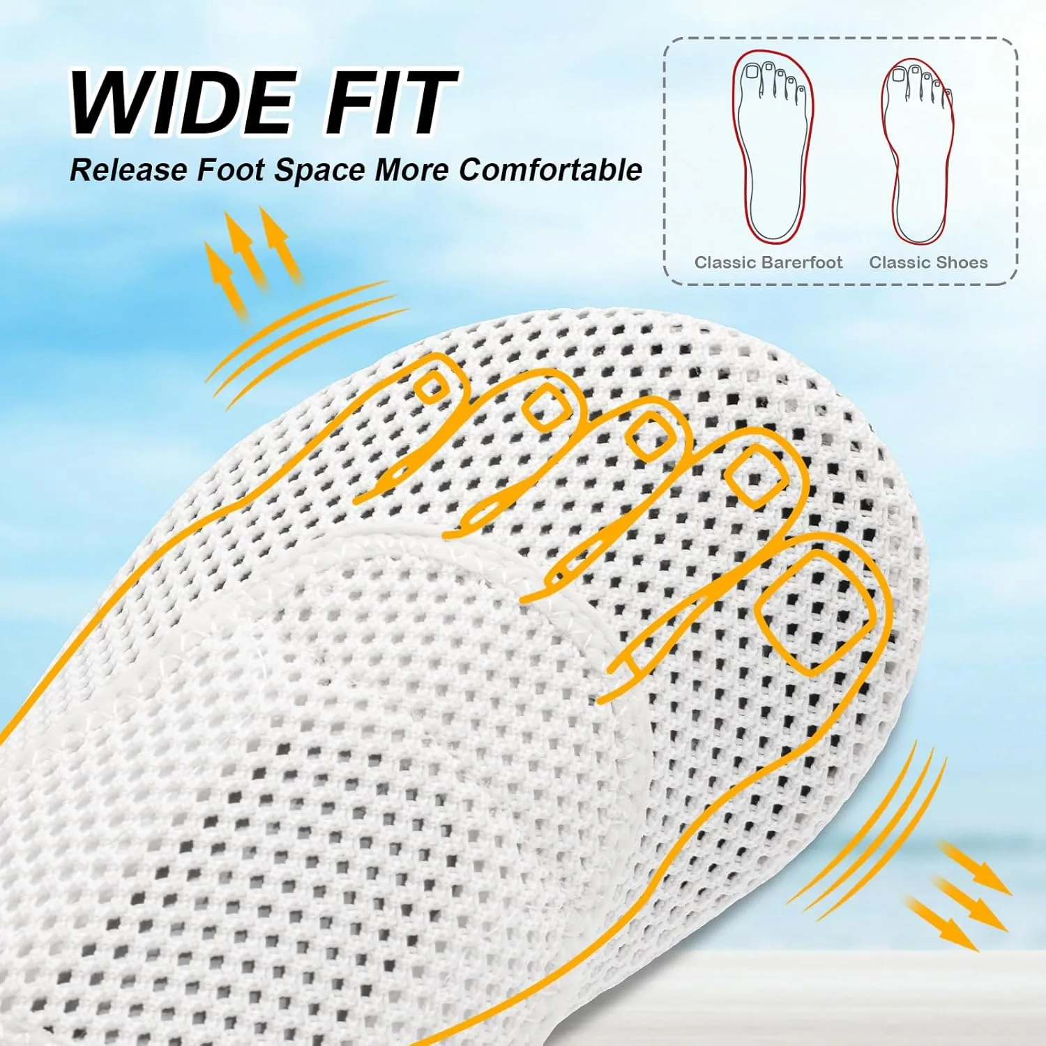 L-RUN Womens Mens Water Shoes Wide Toe Barefoot Swim Shoes for Beach Pool Sand Yoga Quick Dry Adluts Aqua Sock Non Slip