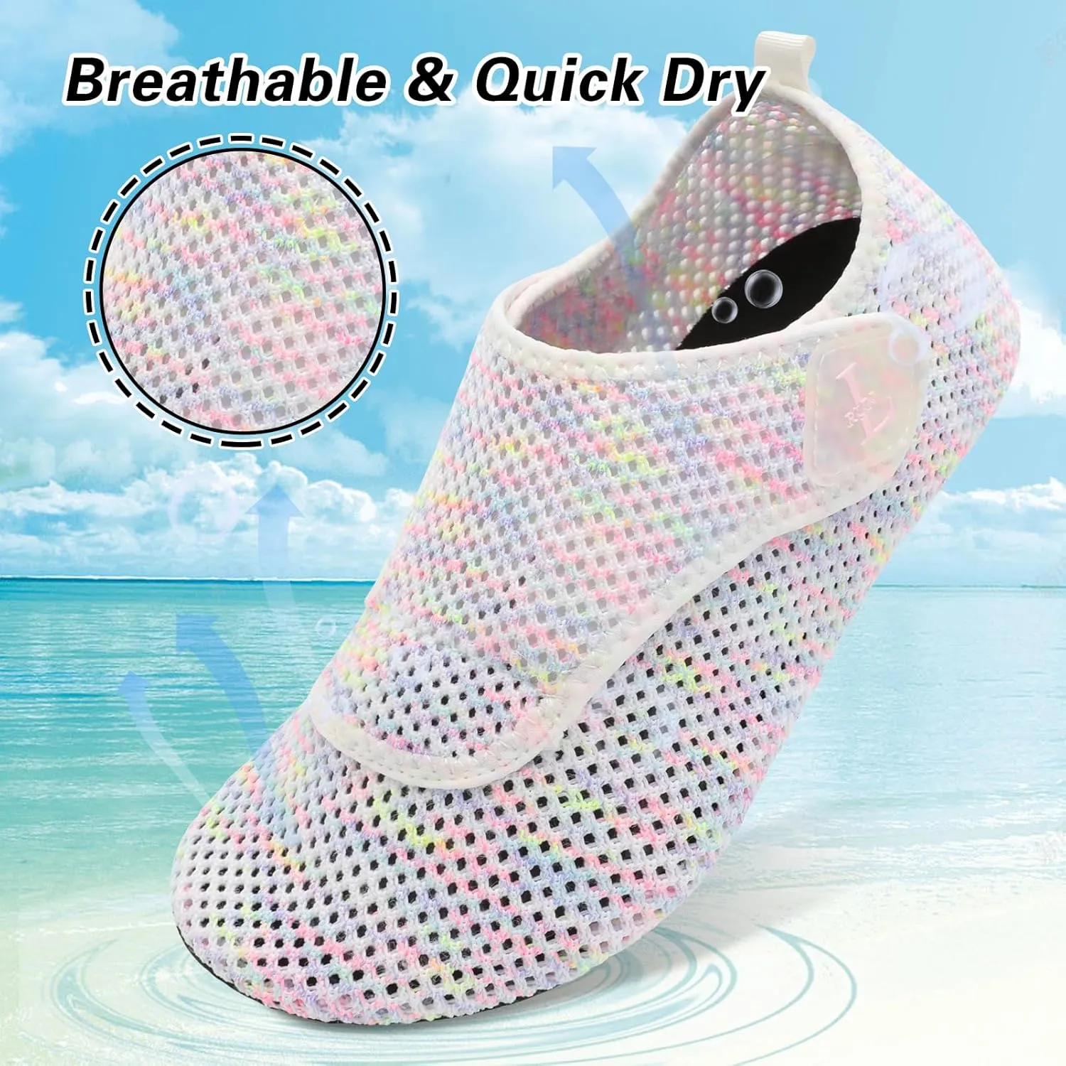 L-RUN Womens Mens Water Shoes Wide Toe Barefoot Swim Shoes for Beach Pool Sand Yoga Quick Dry Adluts Aqua Sock Non Slip