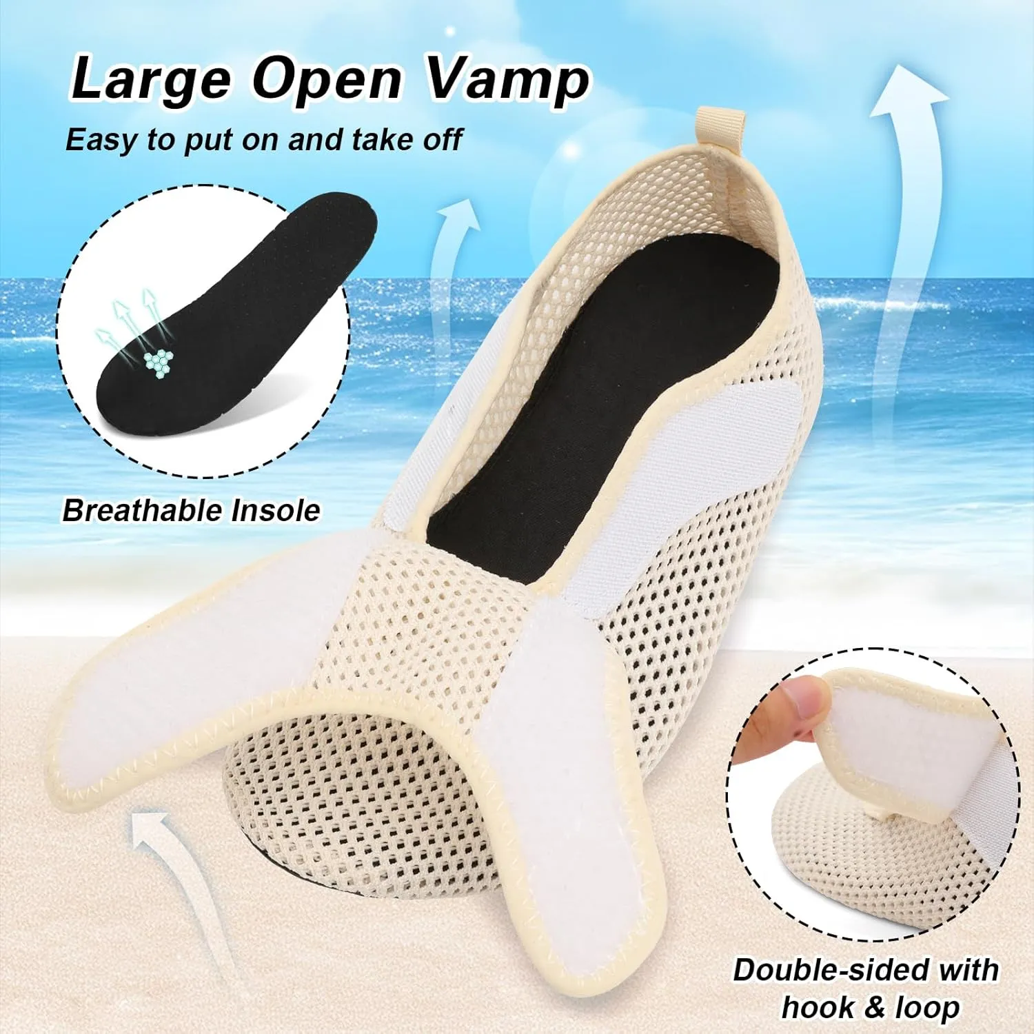 L-RUN Womens Mens Water Shoes Wide Toe Barefoot Swim Shoes for Beach Pool Sand Yoga Quick Dry Adluts Aqua Sock Non Slip