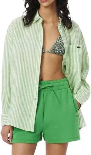 Lacoste Women's Oversized Striped Linen Shirt