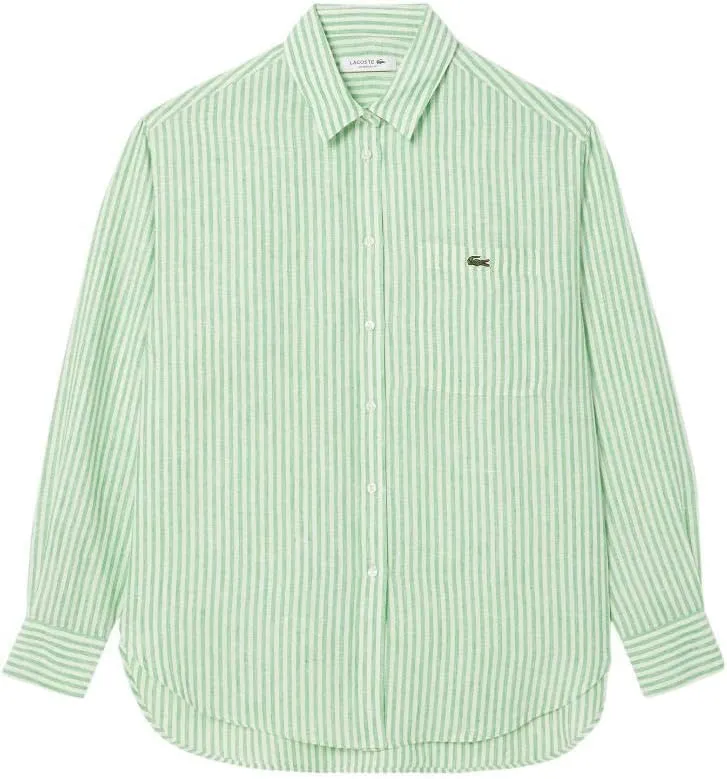 Lacoste Women's Oversized Striped Linen Shirt