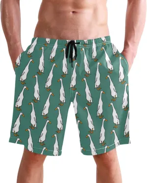 Laprad Men's Swim Trunks Quick Dry Beach Swimsuit Shorts Indian Runner Ducks with Mesh Lining