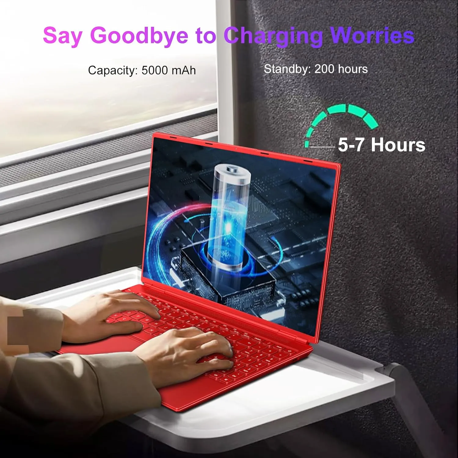 Laptop 16" 12GB 512GB SSD Celeron N5095 Up to 2.9 GHz Win 11 Laptop Support 512GB TF 1TB SSD Expand Notebook with 1920*1200 FHD 5G WiFi BT 4.2 Webcam Cooling Fan for Students and Business-Red
