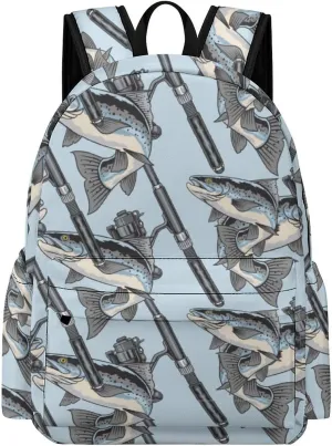 Laptop Backpack for Men Women Trout Fish Steelhead Travel Work Backpack with Compartment Large Capacity Summer Daypack Business Work Bag