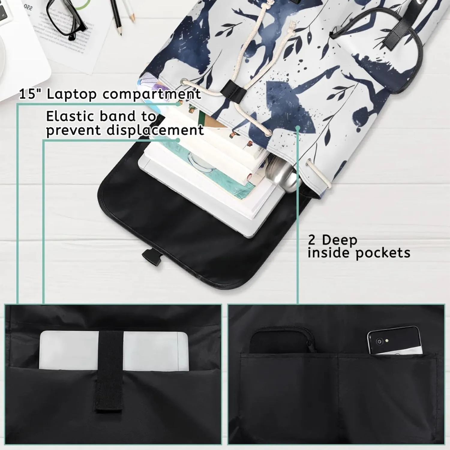 Laptop Backpacks Ballet Printed Travel Backpack for Women Work Backpack Computer Bag for Business Travel Fits 15 Inch Laptop