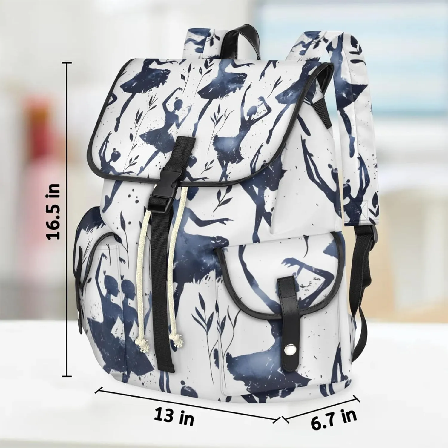 Laptop Backpacks Ballet Printed Travel Backpack for Women Work Backpack Computer Bag for Business Travel Fits 15 Inch Laptop