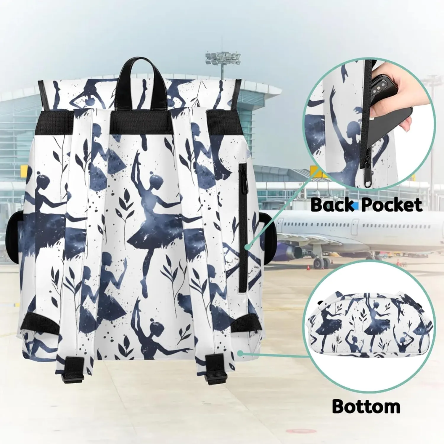 Laptop Backpacks Ballet Printed Travel Backpack for Women Work Backpack Computer Bag for Business Travel Fits 15 Inch Laptop